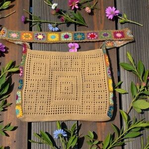 Stylish Tan Crochet Shoulder Bag